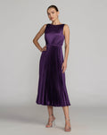 Purple Sleeveless High Neck Pleated Midi Dress Contemporary Collection
