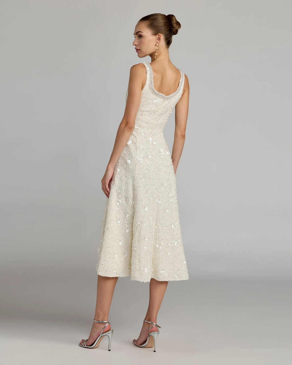 Ivory Embellished Boucle Midi Dress -Contemporary Collection