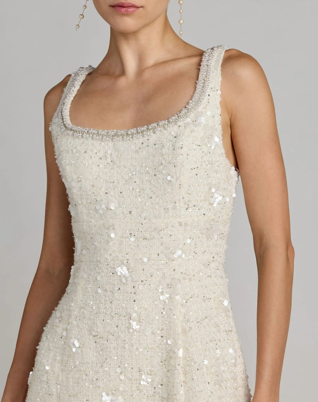 Ivory Embellished Boucle Midi Dress -Contemporary Collection