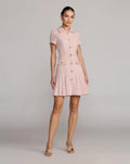 Pink Bouclé Button Front Mini Dress Contemporary Collection