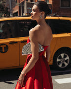 Red Strapless Mikado Panel Ball Gown - Contemporary Collection
