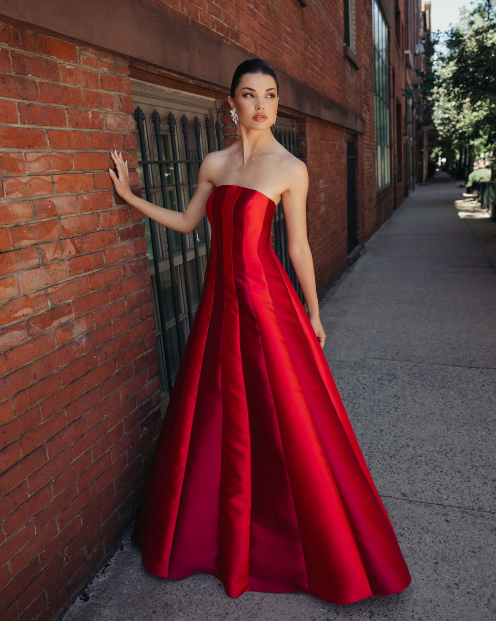 Red Strapless Mikado Panel Ball Gown - Contemporary Collection