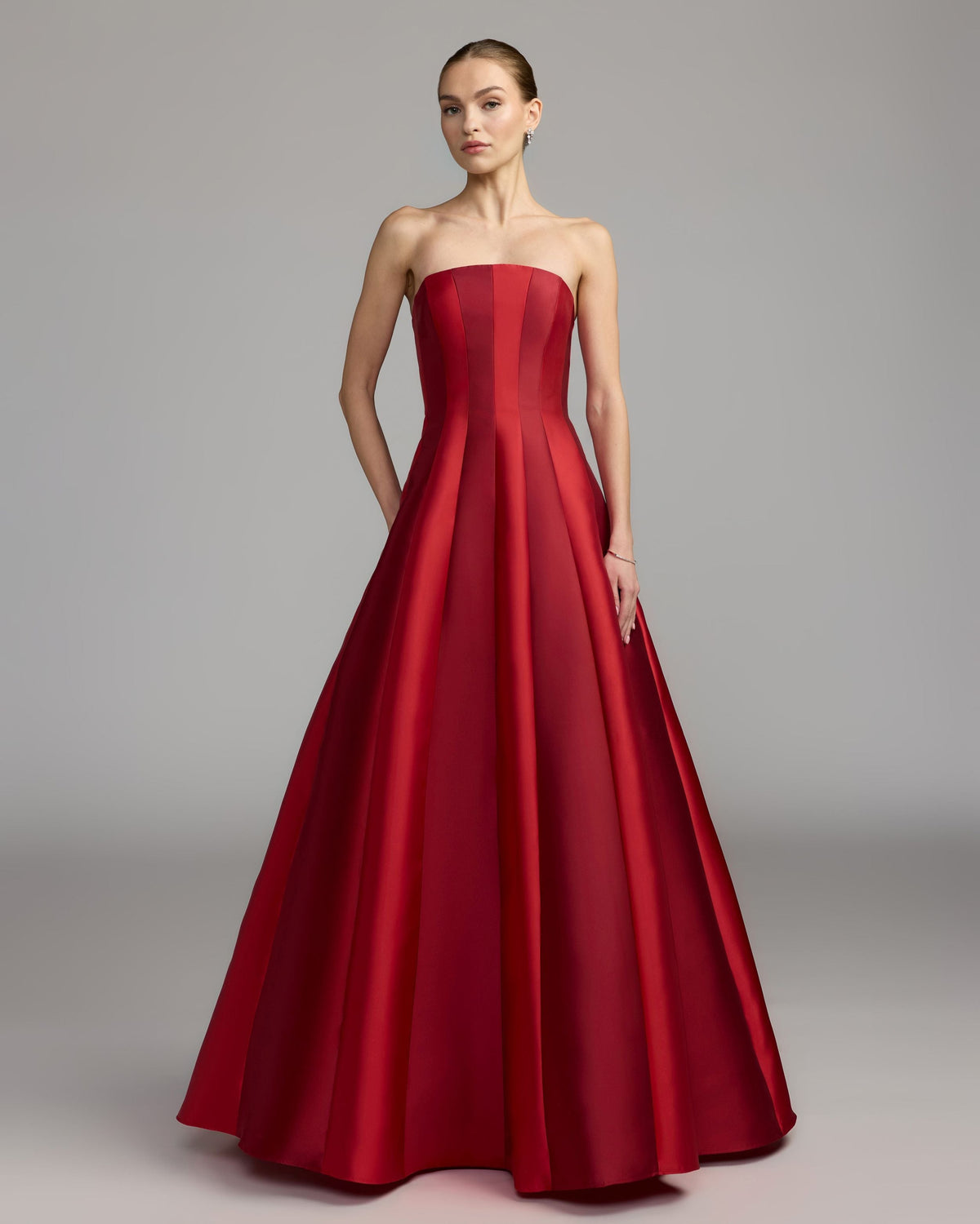 Red Strapless Mikado Panel Ball Gown - Contemporary Collection