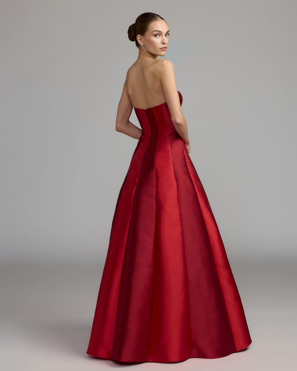 Red Strapless Mikado Panel Ball Gown - Contemporary Collection