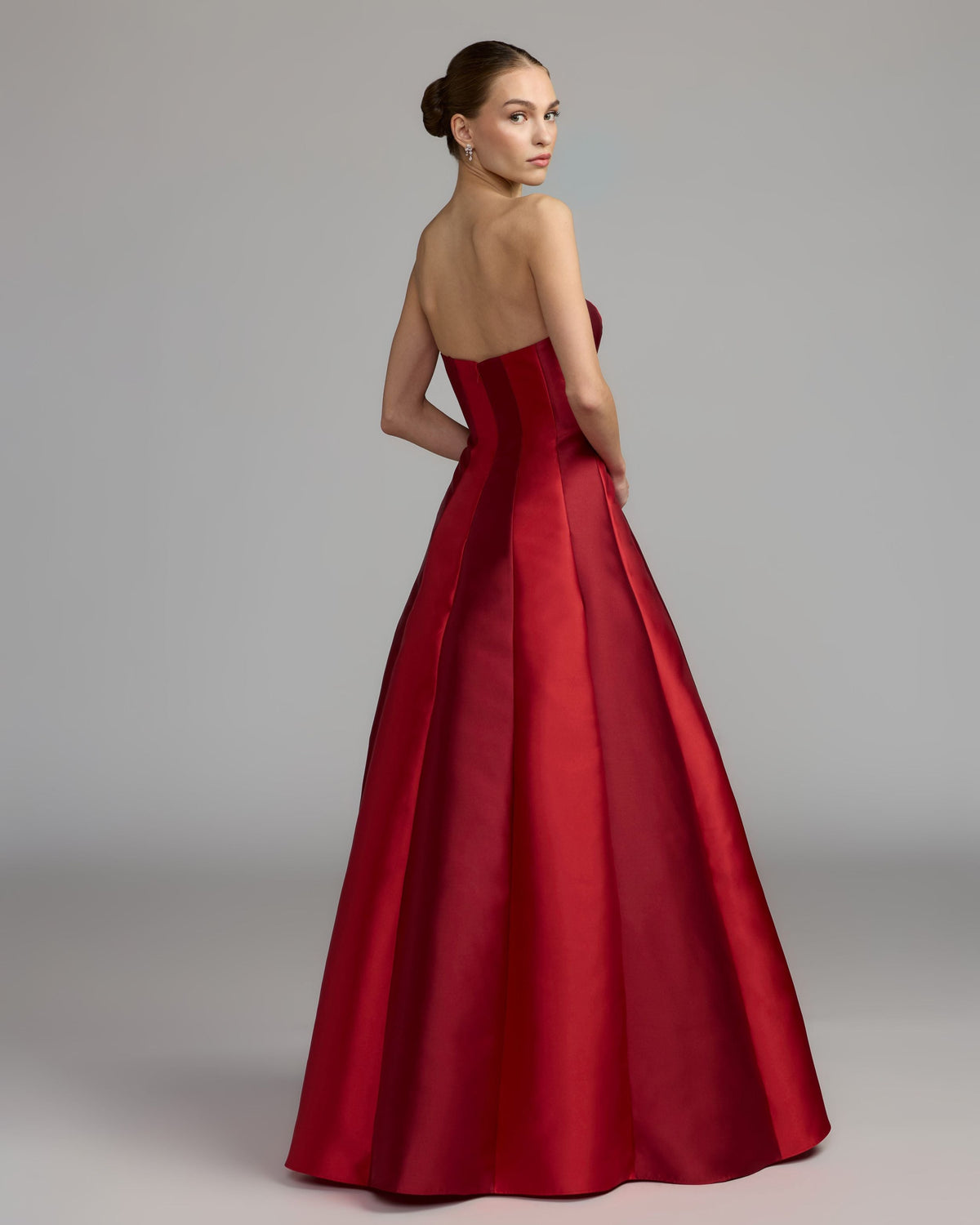Red Strapless Mikado Panel Ball Gown - Contemporary Collection