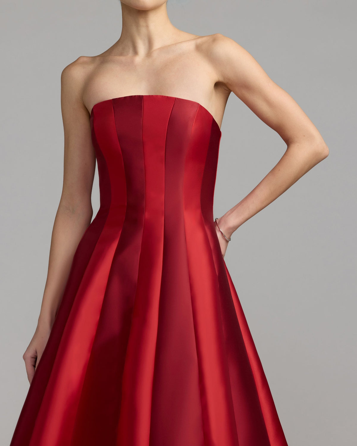Red Strapless Mikado Panel Ball Gown - Contemporary Collection