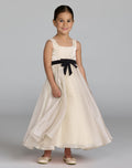 Girls Ivory Polka Dot Square Neck Dress With Bow - Designer Collection