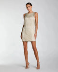Ivory Beaded Fringe Mini Dress Designer Collection