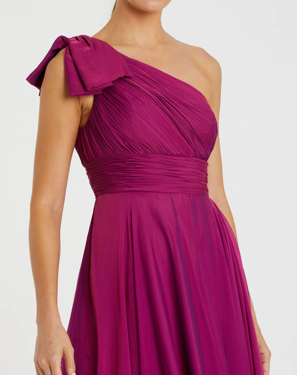 Purple Pleated One Shoulder Chiffon Gown - Designer Collection