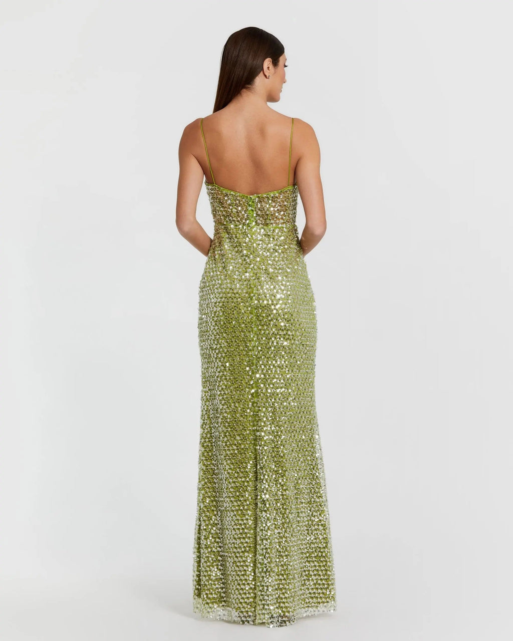Green Embellished Bustier Column Gown Designer Collection