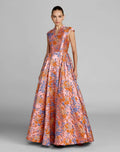 Pink Brocade Cap Sleeve Ball Gown - Designer Collection