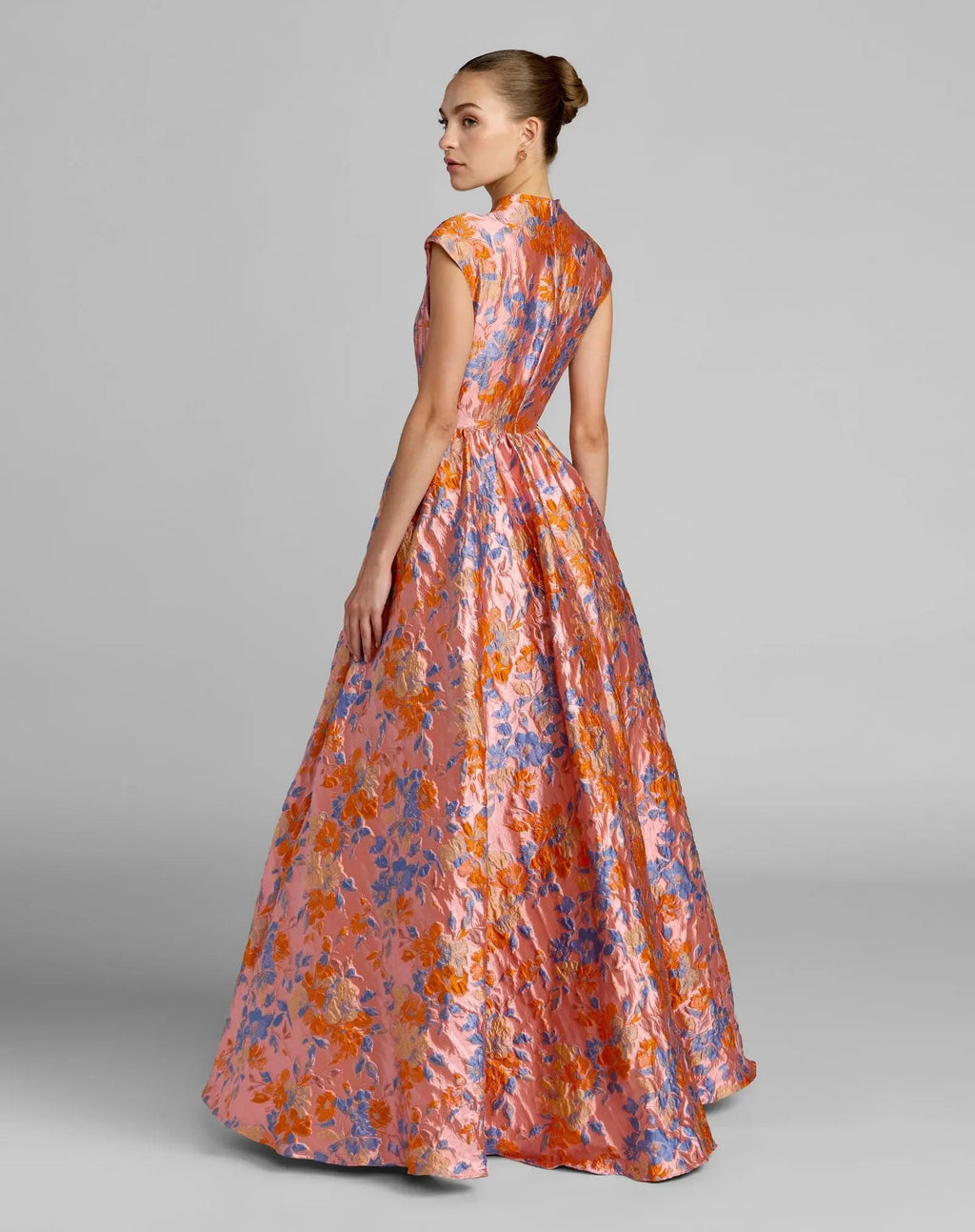 Pink Brocade Cap Sleeve Ball Gown - Designer Collection