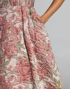 Pink Brocade Sleeveless V-Back Ball Gown  - Designer Collection