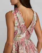 Pink Brocade Sleeveless V-Back Ball Gown  - Designer Collection