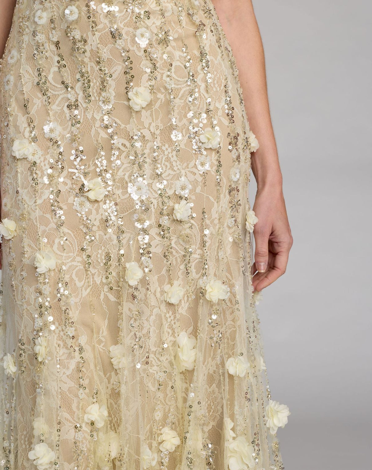 Yellow Floral Embellished Halter Mermaid Gown Designer Collection