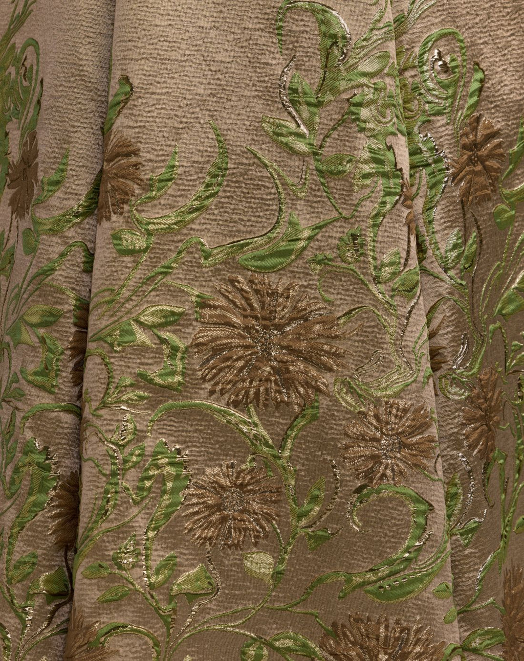 Beige Floral Off The Shoulder Ballgown - Designer Collection