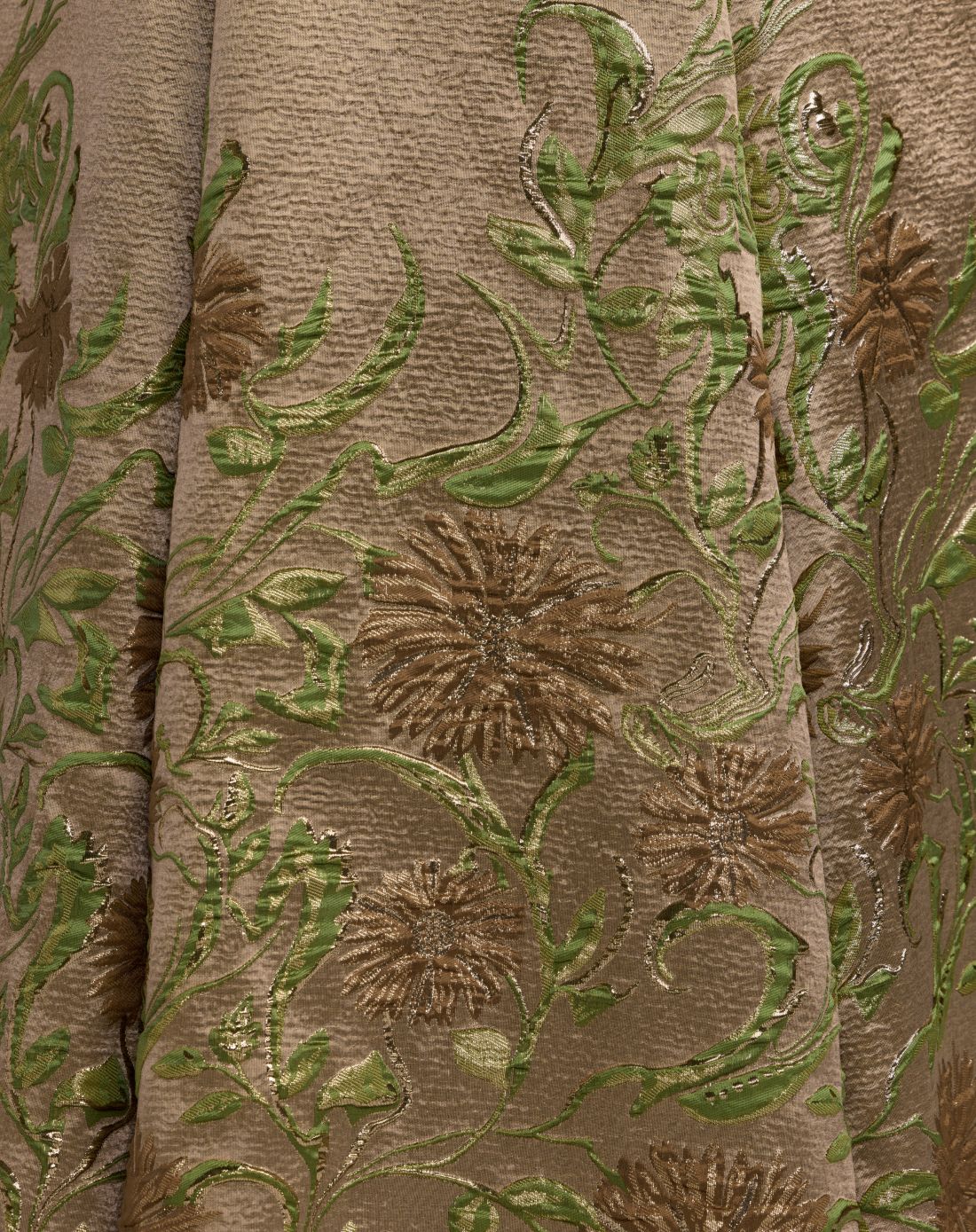 Beige Floral Off The Shoulder Ballgown - Designer Collection