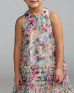 Girls Multicolor Floral Printed Ruffle Mini Dress - Designer Collection