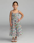 Multicolor Girls Floral Print Ruffle Mini Dress Designer Collection