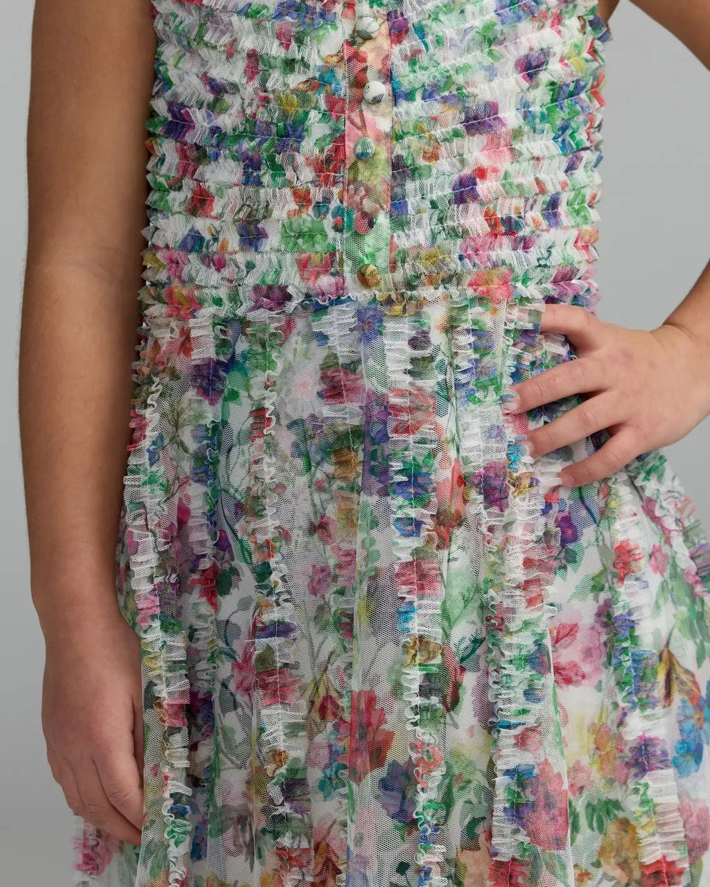 Multicolor Girls Floral Print Ruffle Mini Dress Designer Collection