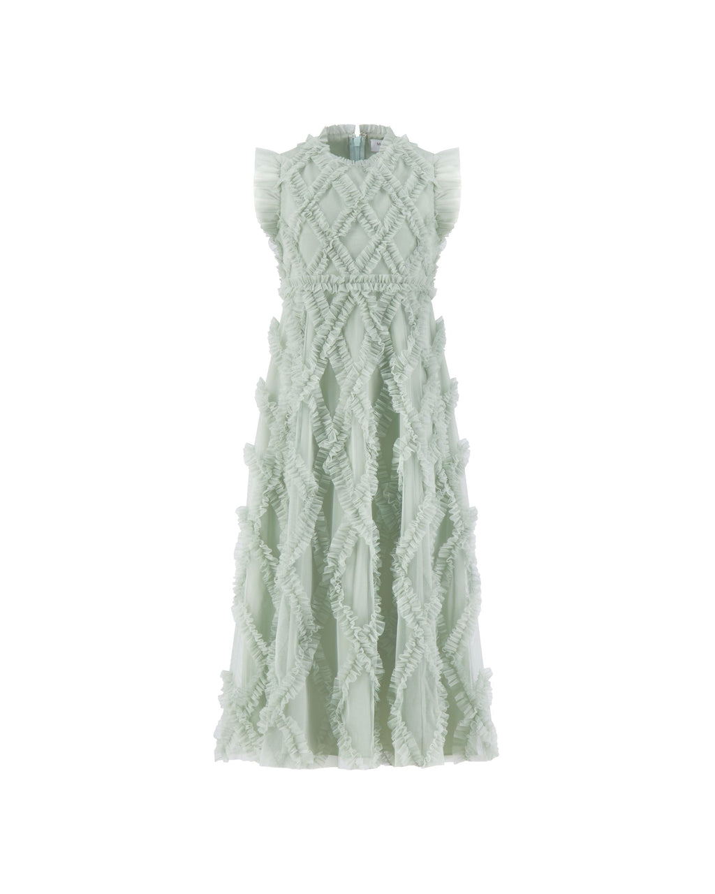 Girls Green Sleeveless Ruffle Dress Designer Collection