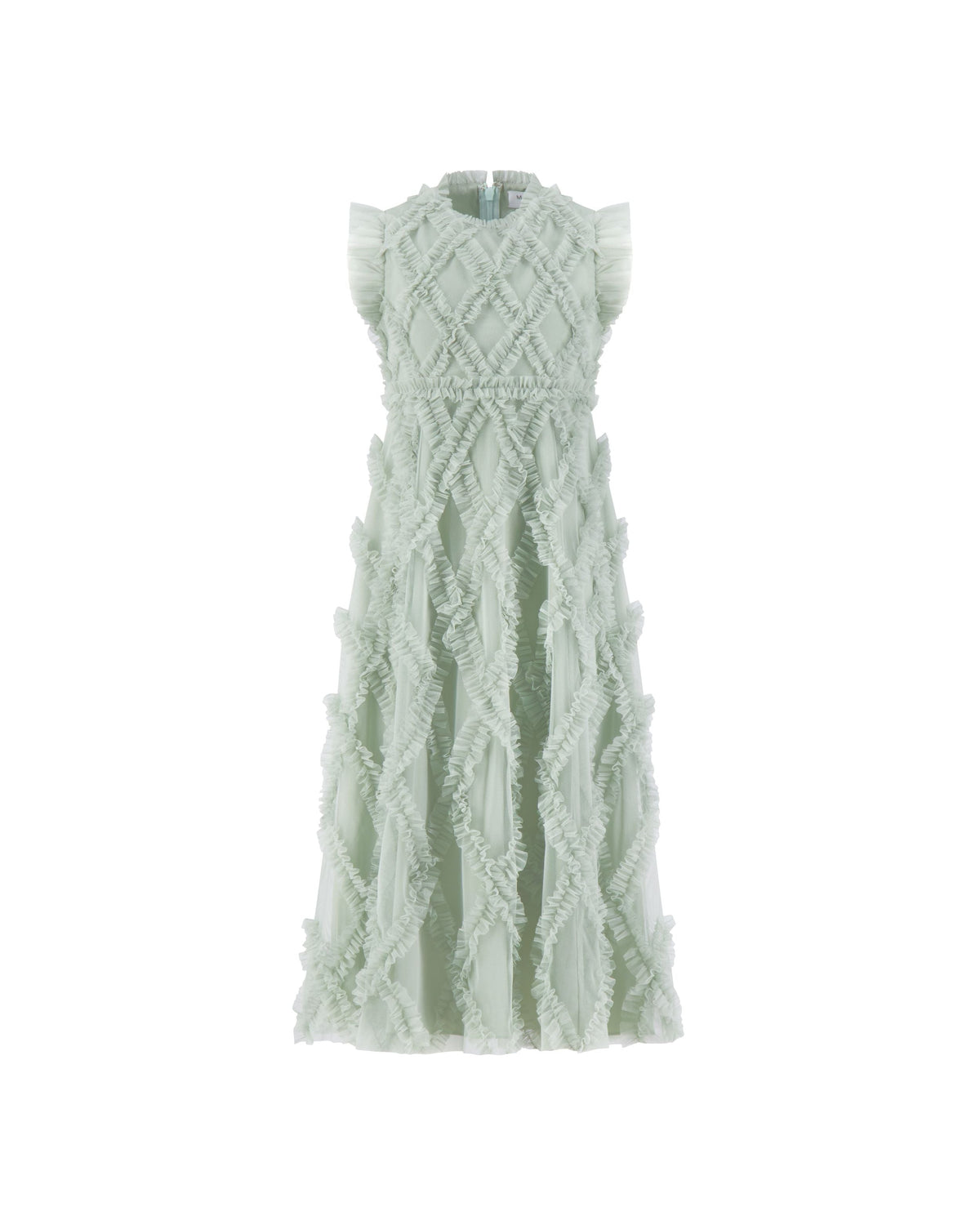 Girls Green Sleeveless Ruffle Dress Designer Collection