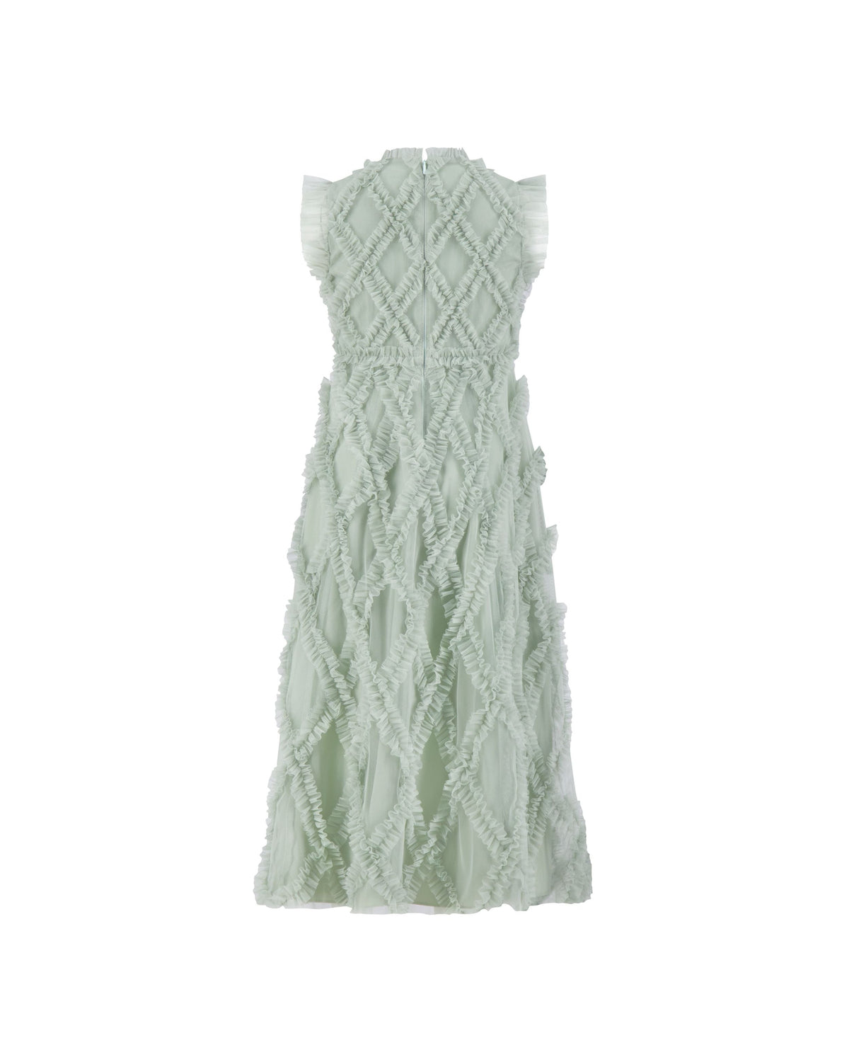 Girls Green Sleeveless Ruffle Dress Designer Collection