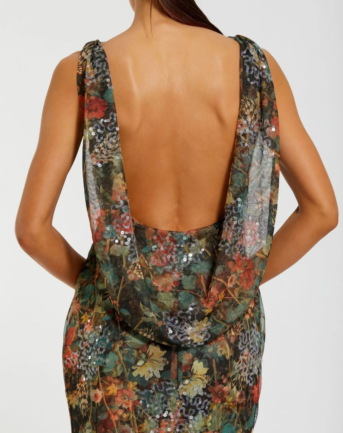 Multicolor Floral Embellished Column Gown Designer Collection