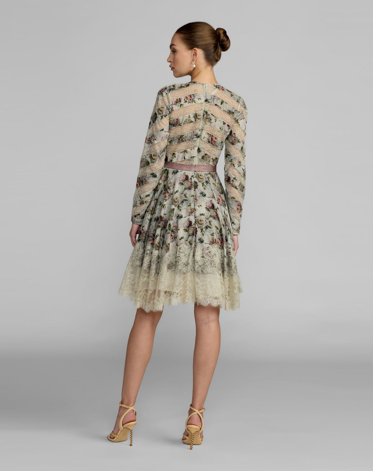 Multicolor Floral Long Sleeve Cotton Mini Dress - Designer Collection