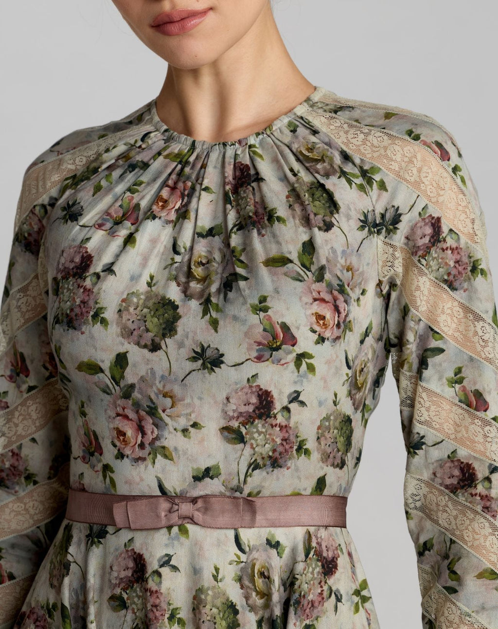 Multicolor Floral Long Sleeve Cotton Mini Dress - Designer Collection