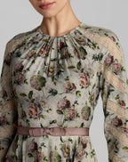 Multicolor Floral Long Sleeve Cotton Mini Dress - Designer Collection