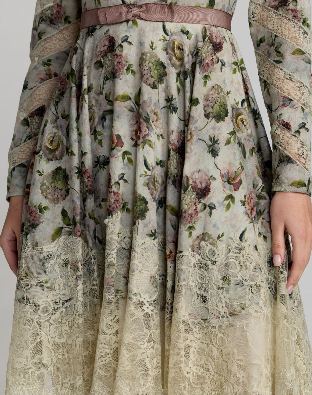 Multicolor Floral Long Sleeve Cotton Mini Dress - Designer Collection