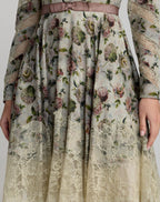 Multicolor Floral Long Sleeve Cotton Mini Dress - Designer Collection