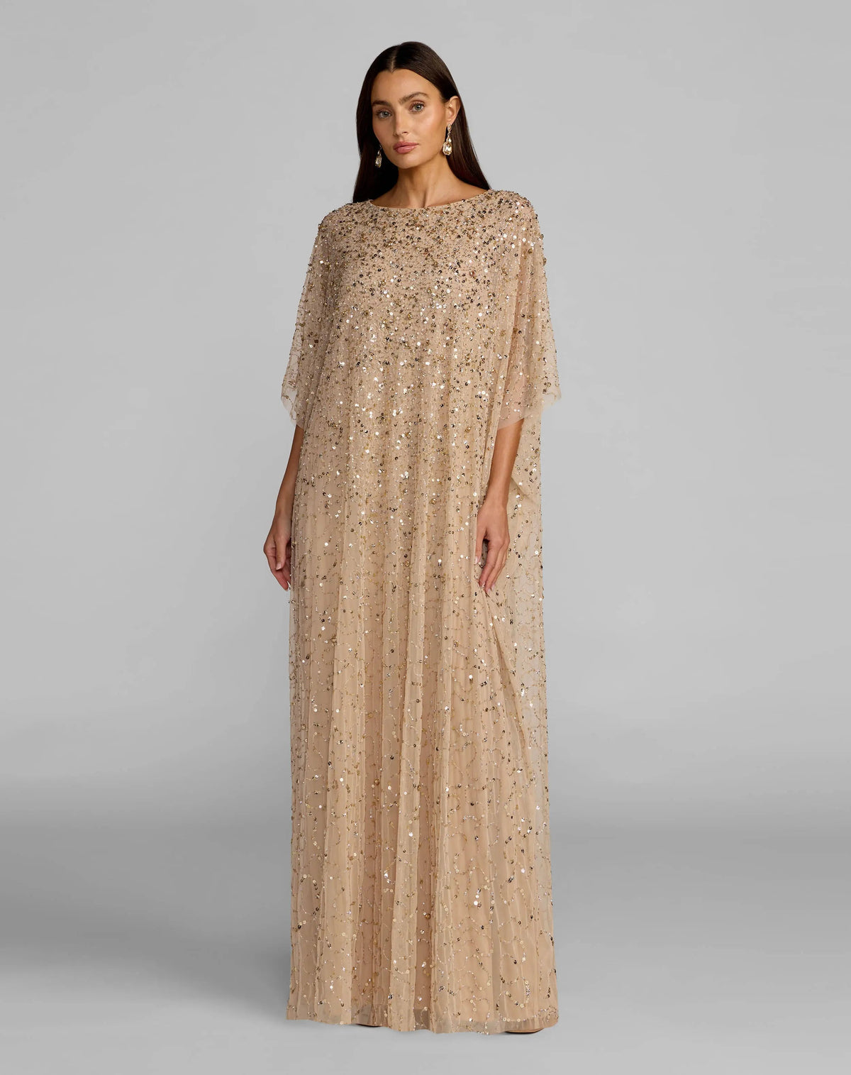 Gold Sequin Embellished Caftan Gown Designer Collection