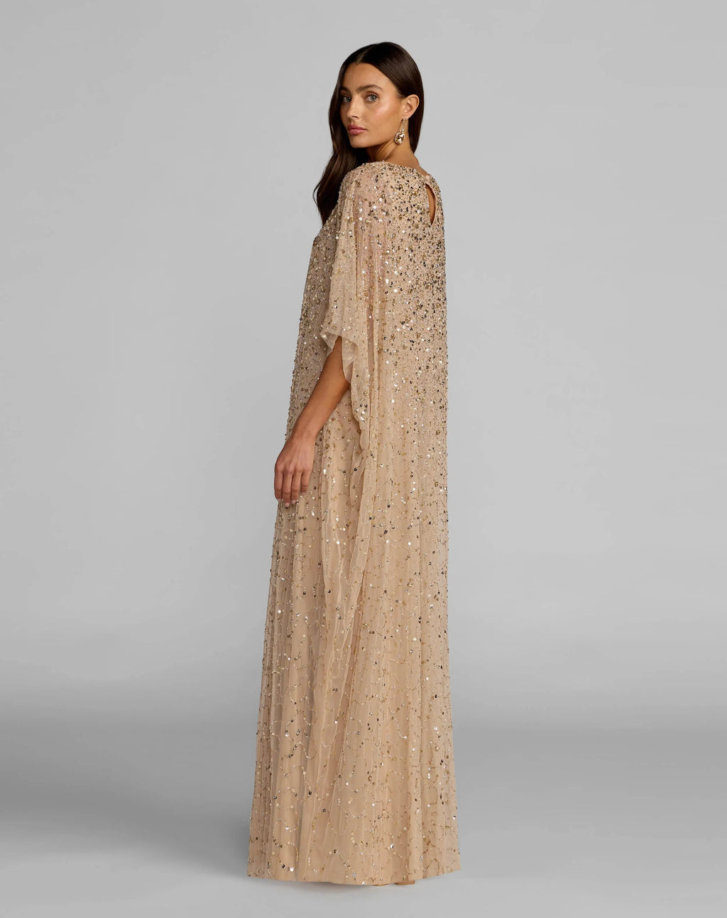 Gold Sequin Embellished Caftan Gown Designer Collection