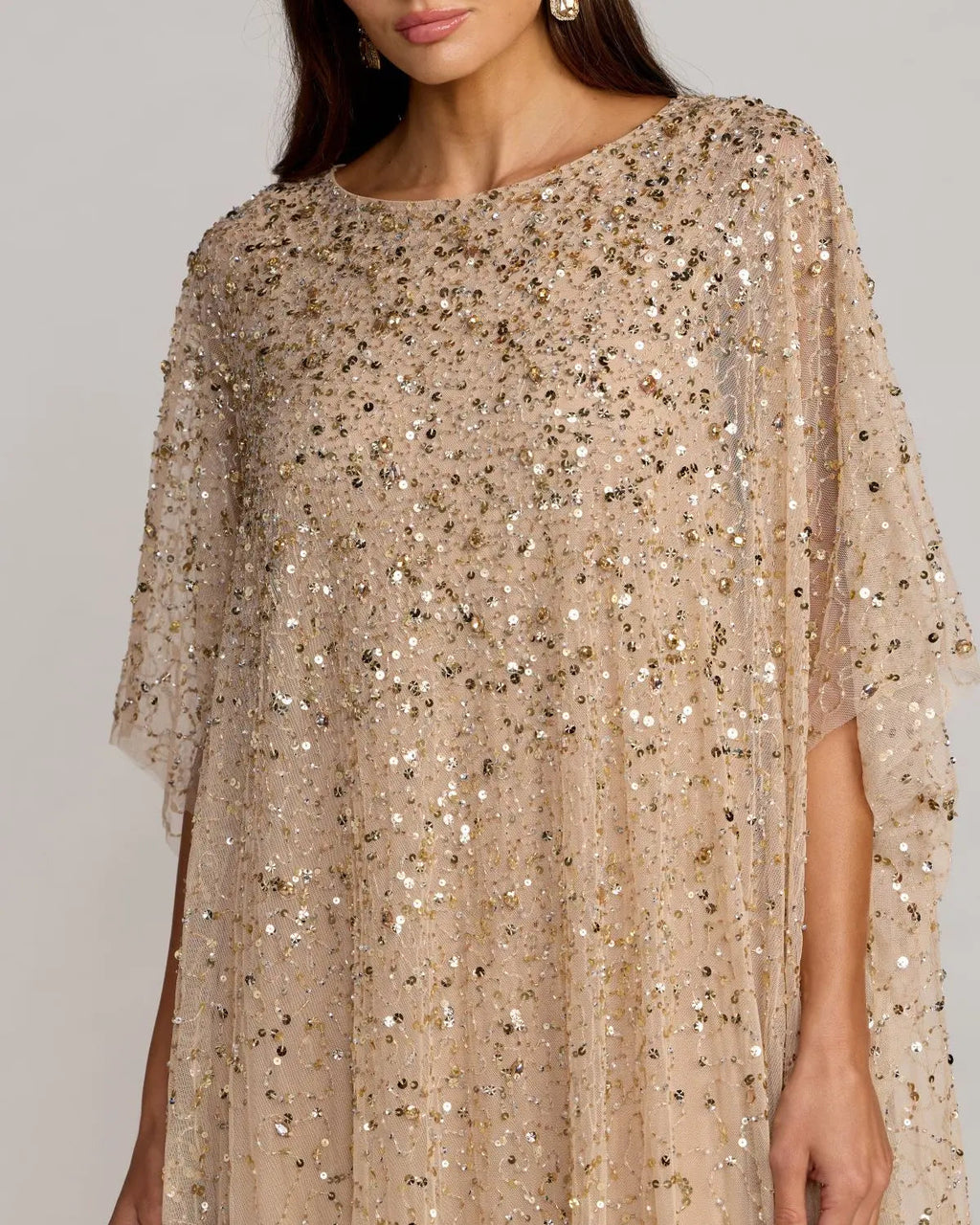 Gold Sequin Embellished Caftan Gown Designer Collection