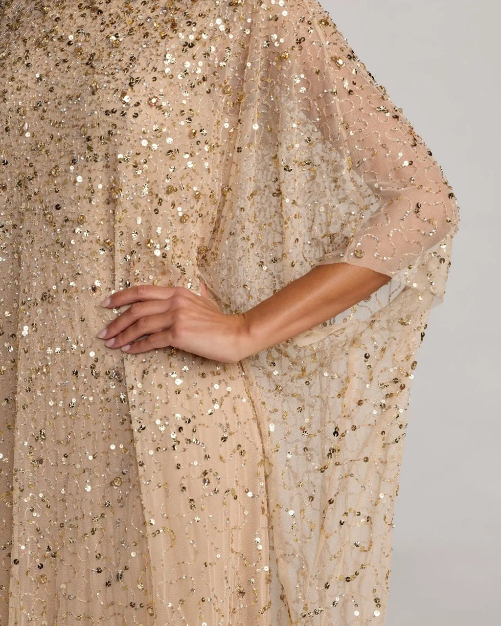 Gold Sequin Embellished Caftan Gown Designer Collection