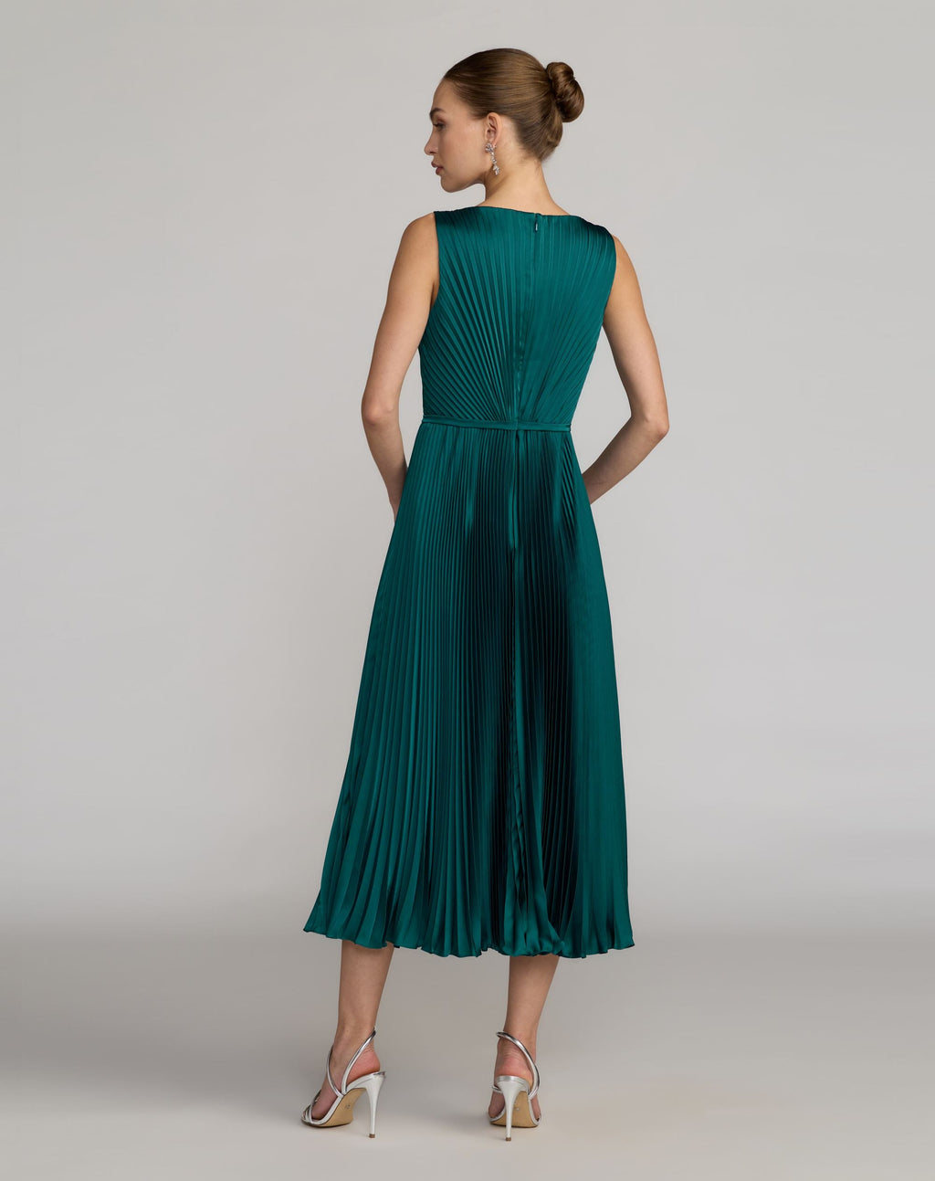 Petite Teal Sleeveless High Neck Pleated Midi Dress - Contemporary Collection
